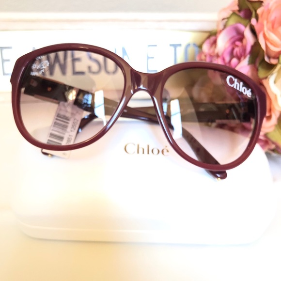 Authentic Chloe Sunglasses, Burgundy- CL223303 main image 5